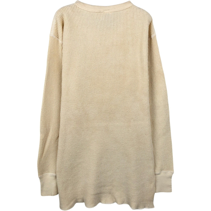 1980'S Northwest Territory Plain Thermal Long-Sleeve T-Shirt, Waffle Knit, Made in USA, Men's Size L (Equivalent), Vintage cotton Beige type Vintage Second Hand