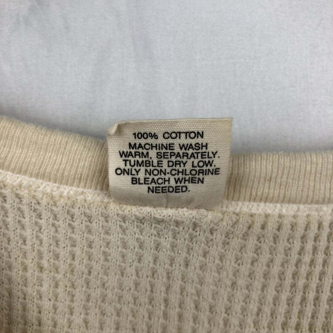 1980'S Northwest Territory Plain Thermal Long-Sleeve T-Shirt, Waffle Knit, Made in USA, Men's Size L (Equivalent), Vintage cotton Beige type Vintage Second Hand