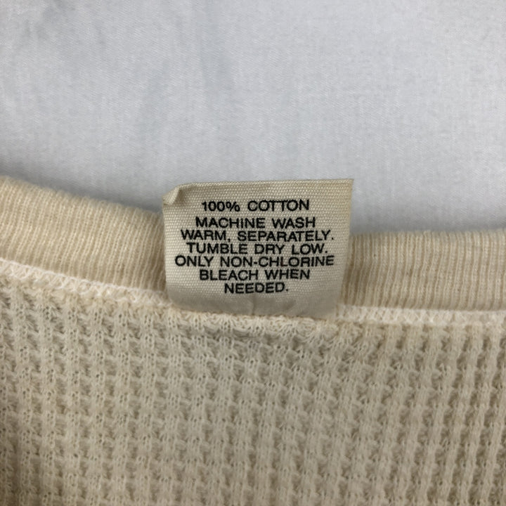 1980'S Northwest Territory Plain Thermal Long-Sleeve T-Shirt, Waffle Knit, Made in USA, Men's Size L (Equivalent), Vintage cotton Beige type Vintage Second Hand
