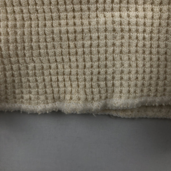 1980'S Northwest Territory Plain Thermal Long-Sleeve T-Shirt, Waffle Knit, Made in USA, Men's Size L (Equivalent), Vintage cotton Beige type Vintage Second Hand
