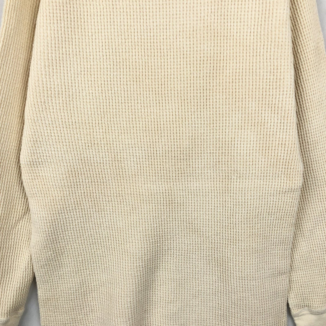 1980'S Northwest Territory Plain Thermal Long-Sleeve T-Shirt, Waffle Knit, Made in USA, Men's Size L (Equivalent), Vintage cotton Beige type Vintage Second Hand
