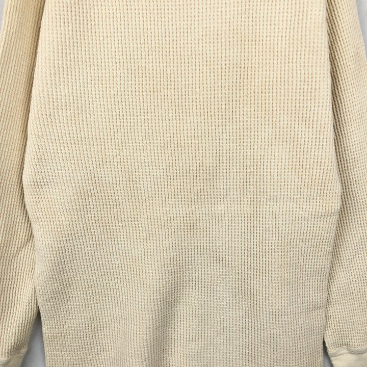 1980'S Northwest Territory Plain Thermal Long-Sleeve T-Shirt, Waffle Knit, Made in USA, Men's Size L (Equivalent), Vintage cotton Beige type Vintage Second Hand