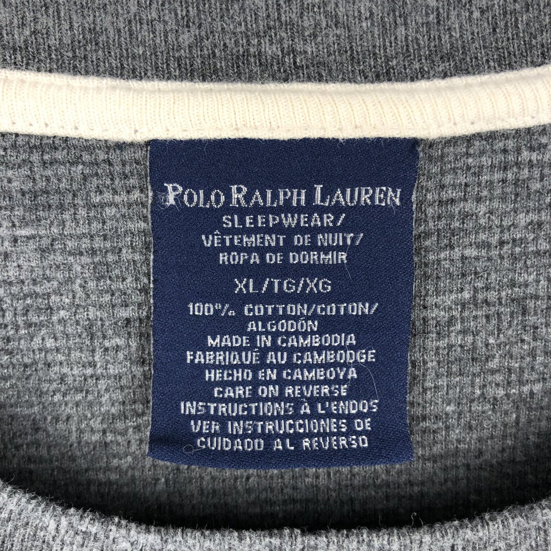 Ralph Lauren POLO RALPH LAUREN SLEEPWEAR Thermal Long T-shirt Waffle Men's XL cotton gray type Vintage Second Hand
