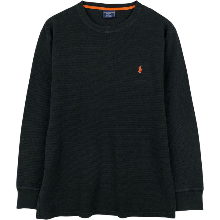 Ralph Lauren POLO RALPH LAUREN SLEEPWEAR Thermal Long T-shirt Waffle Men's L size cotton black type Vintage Second Hand