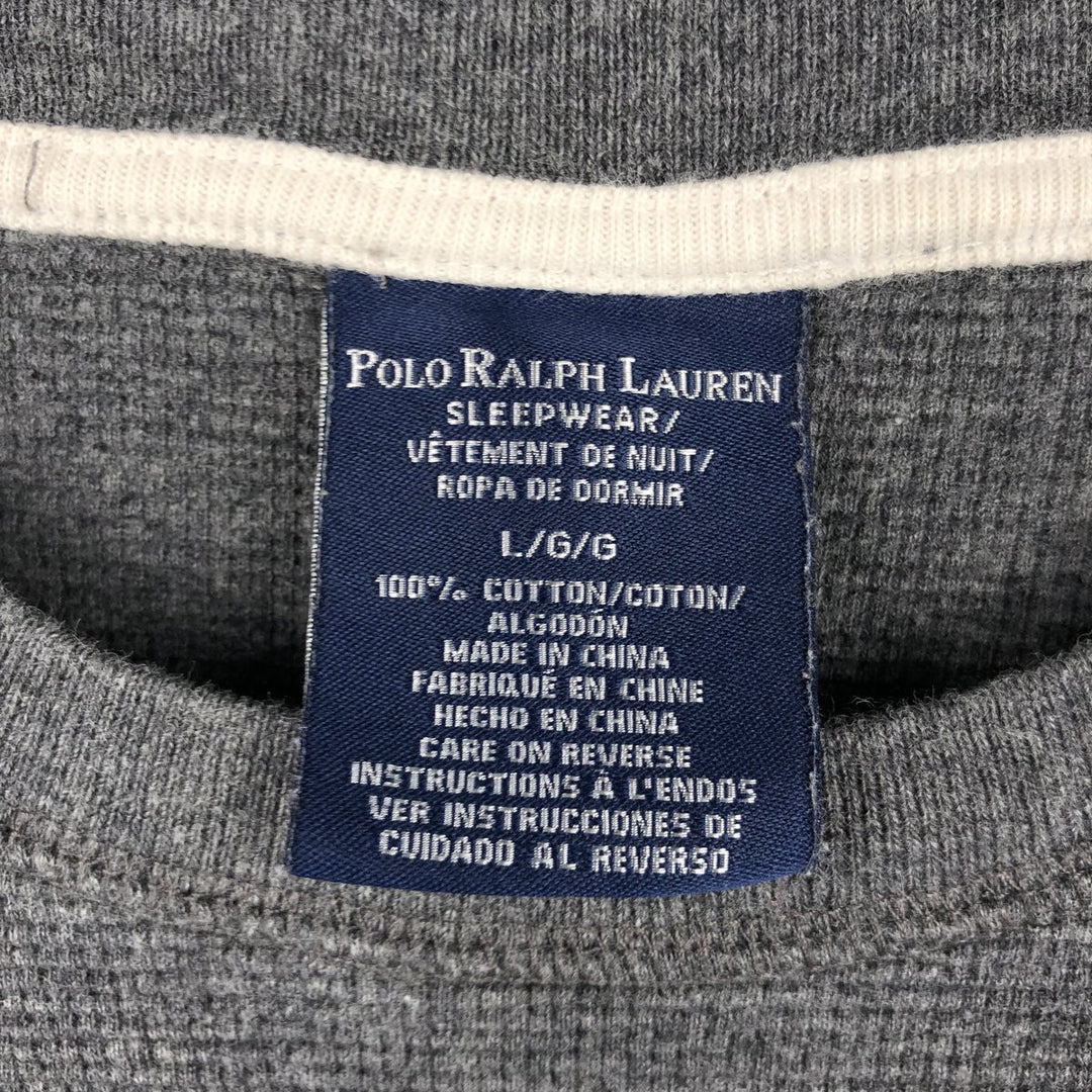 Ralph Lauren POLO RALPH LAUREN SLEEPWEAR Thermal Long T-shirt Waffle Men's L size cotton gray type Vintage Second Hand
