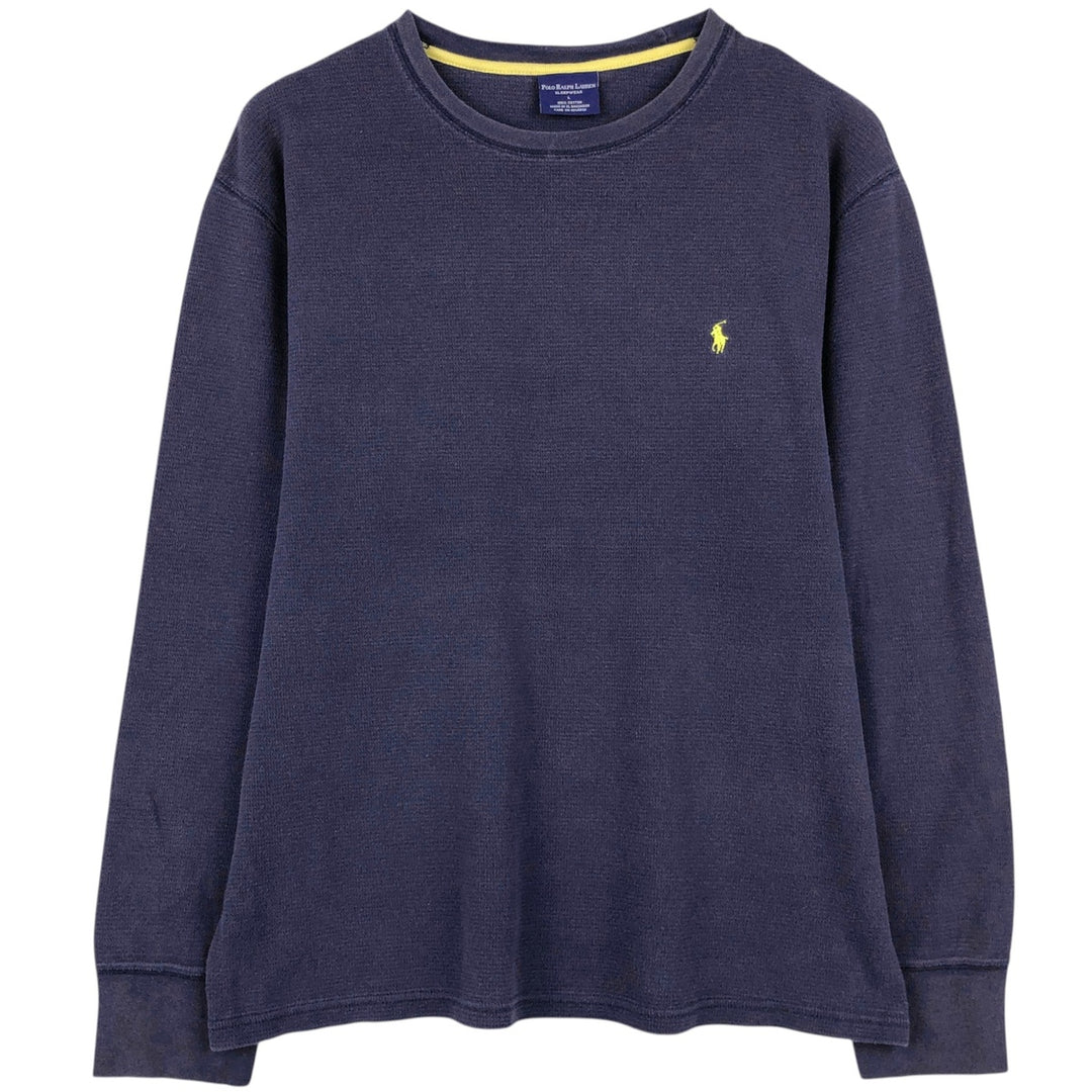 Ralph Lauren POLO RALPH LAUREN SLEEPWEAR Thermal Long T-shirt Waffle Men's L size cotton navy blue type Vintage Second Hand