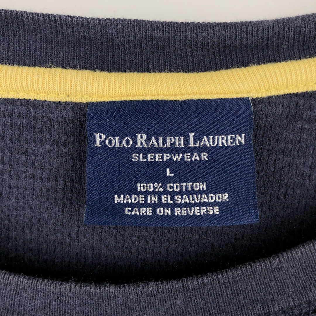 Ralph Lauren POLO RALPH LAUREN SLEEPWEAR Thermal Long T-shirt Waffle Men's L size cotton navy blue type Vintage Second Hand