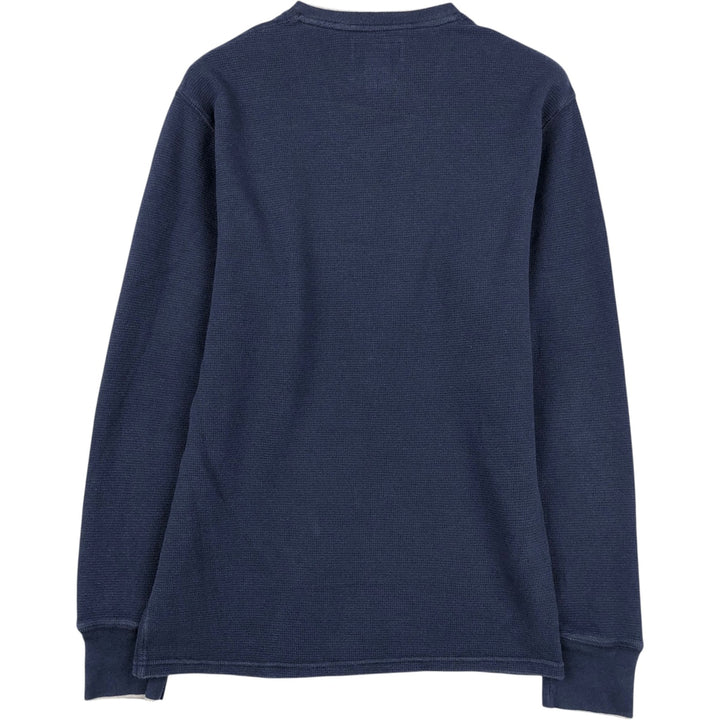 Ralph Lauren POLO RALPH LAUREN V-neck Thermal Long-Sleeve T-shirt, Waffle Knit, Men's Size M (approx.) cotton navy blue type Vintage Second Hand