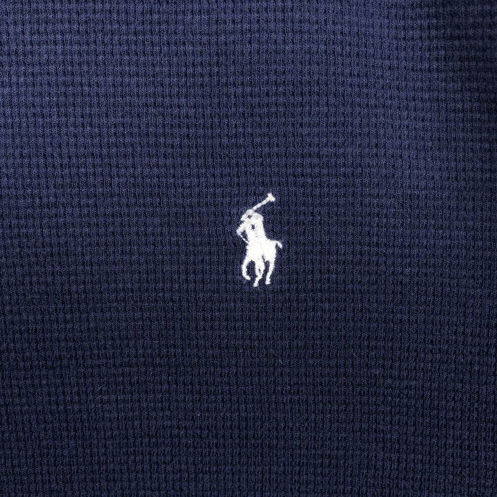 Ralph Lauren POLO RALPH LAUREN V-neck Thermal Long-Sleeve T-shirt, Waffle Knit, Men's Size M (approx.) cotton navy blue type Vintage Second Hand