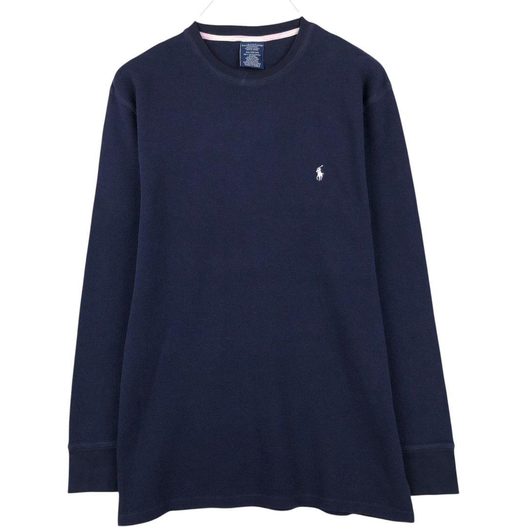 Ralph Lauren POLO RALPH LAUREN SLEEPWEAR Thermal Long T-shirt Waffle Men's XXL cotton navy blue type Vintage Second Hand
