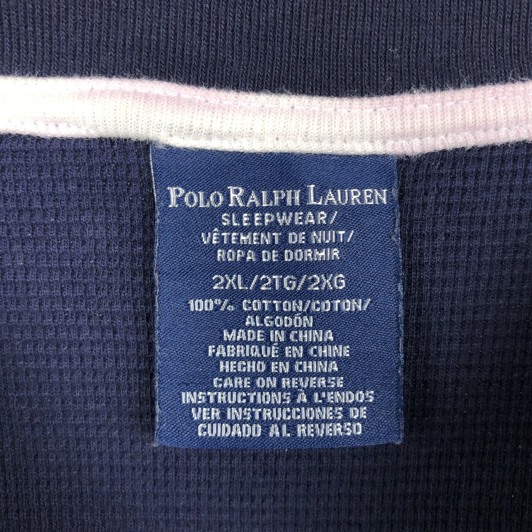 Ralph Lauren POLO RALPH LAUREN SLEEPWEAR Thermal Long T-shirt Waffle Men's XXL cotton navy blue type Vintage Second Hand