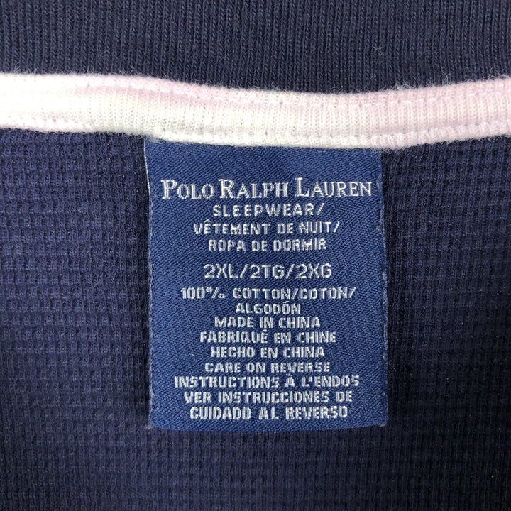 Ralph Lauren POLO RALPH LAUREN SLEEPWEAR Thermal Long T-shirt Waffle Men's XXL cotton navy blue type Vintage Second Hand
