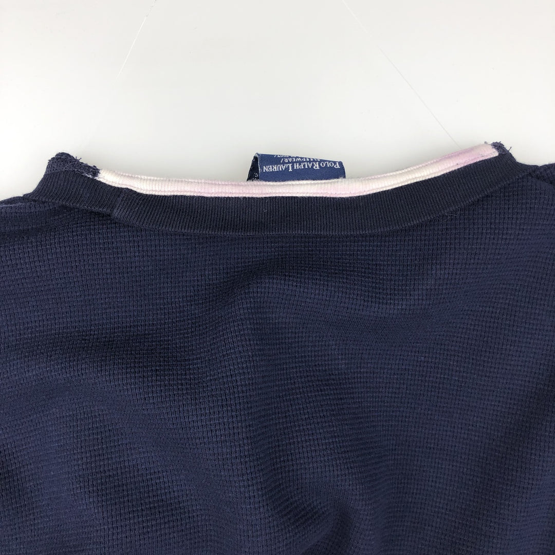 Ralph Lauren POLO RALPH LAUREN SLEEPWEAR Thermal Long T-shirt Waffle Men's XXL cotton navy blue type Vintage Second Hand