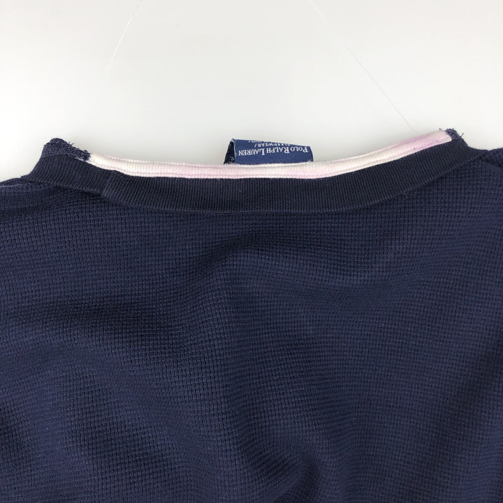 Ralph Lauren POLO RALPH LAUREN SLEEPWEAR Thermal Long T-shirt Waffle Men's XXL cotton navy blue type Vintage Second Hand