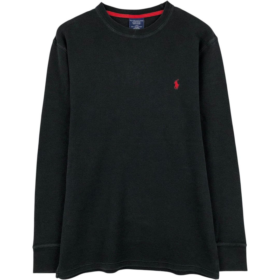 Ralph Lauren POLO RALPH LAUREN SLEEPWEAR Thermal Long T-shirt Waffle Men's L size cotton black type Vintage Second Hand