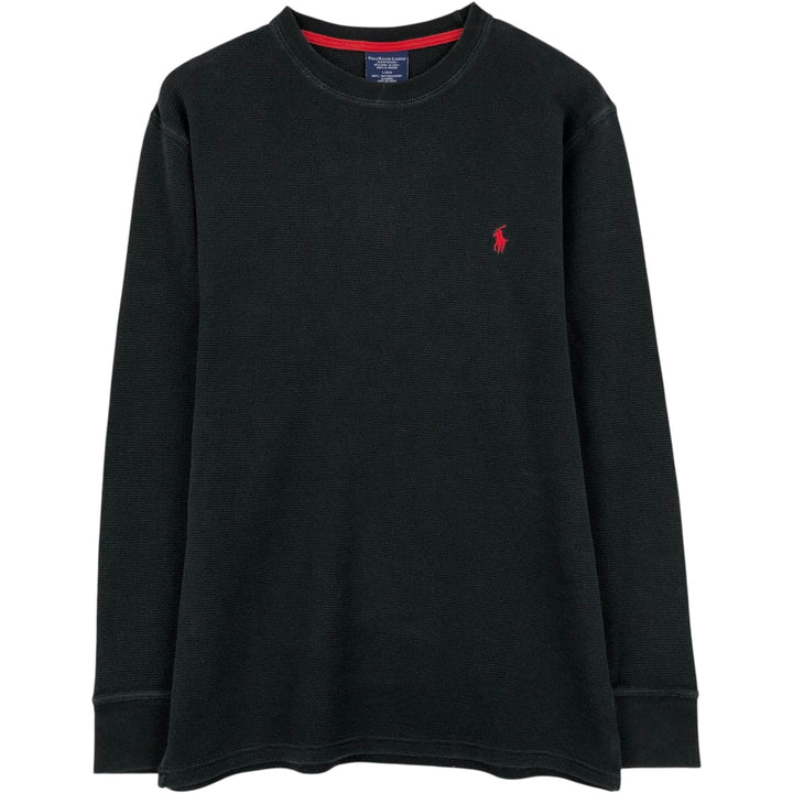 Ralph Lauren POLO RALPH LAUREN SLEEPWEAR Thermal Long T-shirt Waffle Men's L size cotton black type Vintage Second Hand