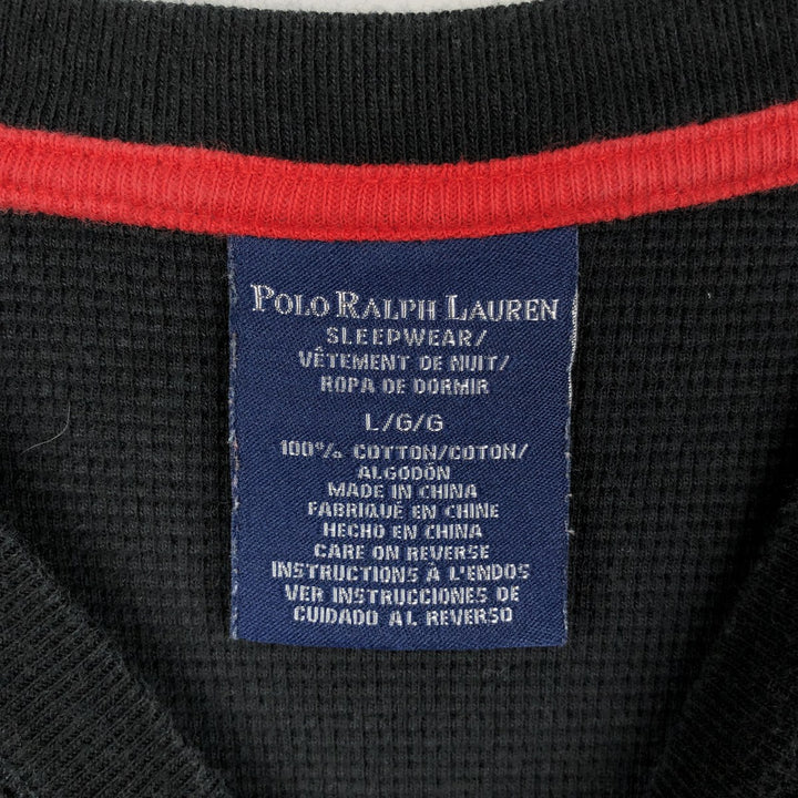 Ralph Lauren POLO RALPH LAUREN SLEEPWEAR Thermal Long T-shirt Waffle Men's L size cotton black type Vintage Second Hand