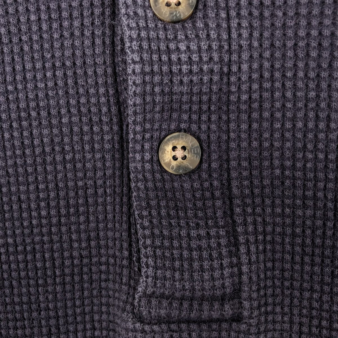 1990'S Eddie Bauer Henley Neck Thermal Long-Sleeve T-Shirt, Waffle Knit, Men's XL (approx.), Vintage cotton navy blue type Vintage Second Hand