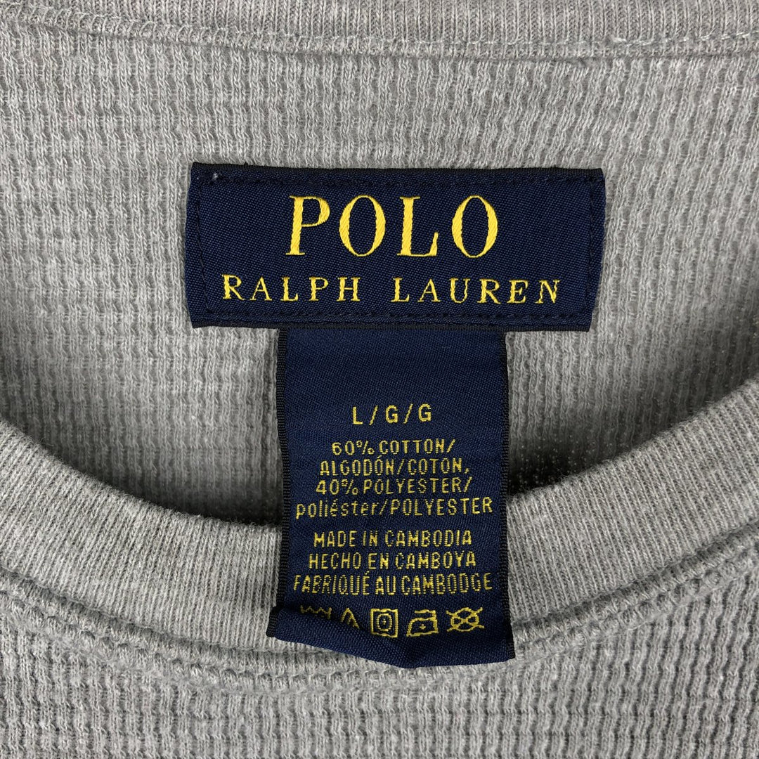Ralph Lauren POLO RALPH LAUREN Thermal Ron T-shirt Honeycomb Men's L size cotton gray type Vintage Second Hand