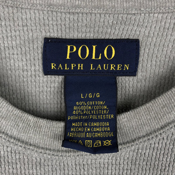 Ralph Lauren POLO RALPH LAUREN Thermal Ron T-shirt Honeycomb Men's L size cotton gray type Vintage Second Hand