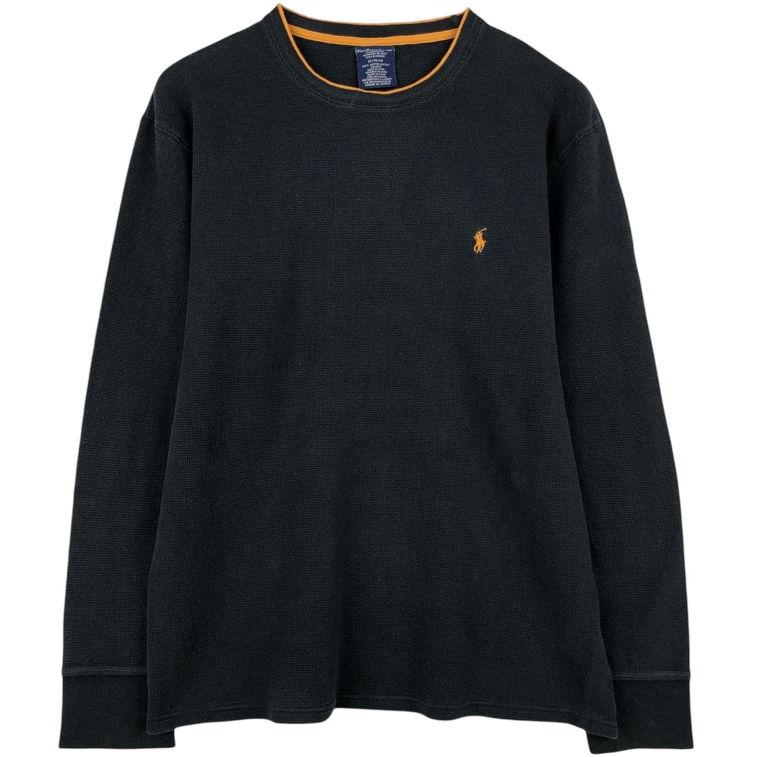 Ralph Lauren POLO RALPH LAUREN SLEEPWEAR Thermal Long T-shirt Waffle Men's XL cotton black type Vintage Second Hand