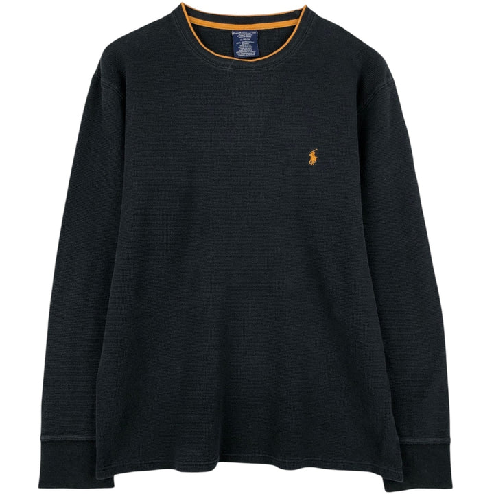 Ralph Lauren POLO RALPH LAUREN SLEEPWEAR Thermal Long T-shirt Waffle Men's XL cotton black type Vintage Second Hand