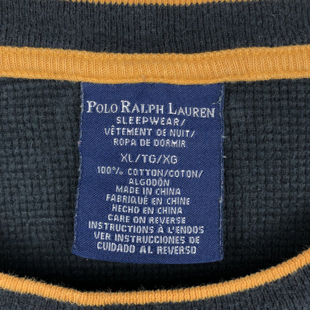 Ralph Lauren POLO RALPH LAUREN SLEEPWEAR Thermal Long T-shirt Waffle Men's XL cotton black type Vintage Second Hand