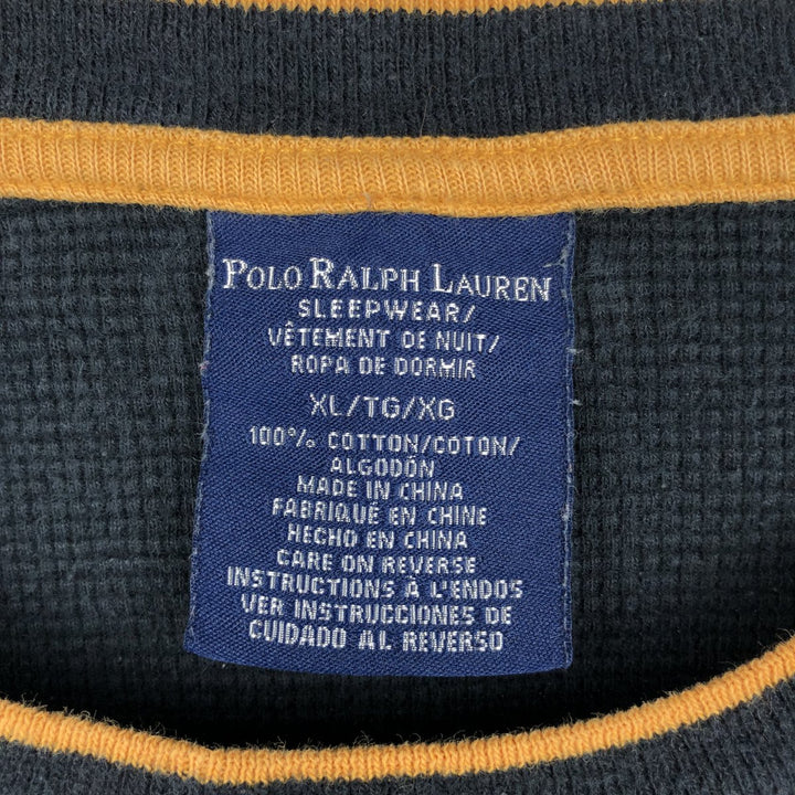 Ralph Lauren POLO RALPH LAUREN SLEEPWEAR Thermal Long T-shirt Waffle Men's XL cotton black type Vintage Second Hand