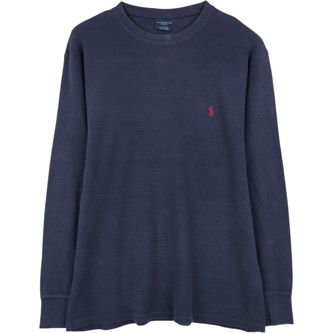 Ralph Lauren POLO RALPH LAUREN SLEEPWEAR Thermal Long T-shirt Waffle Men's L size cotton navy blue type Vintage Second Hand
