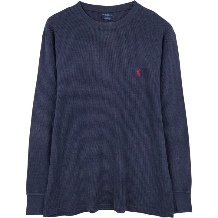 Ralph Lauren POLO RALPH LAUREN SLEEPWEAR Thermal Long T-shirt Waffle Men's L size cotton navy blue type Vintage Second Hand