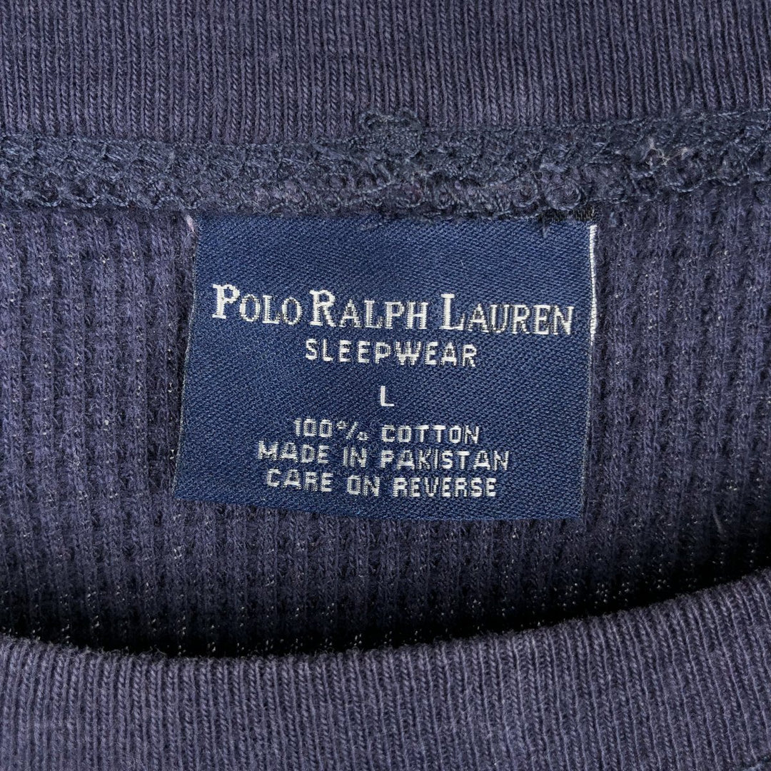 Ralph Lauren POLO RALPH LAUREN SLEEPWEAR Thermal Long T-shirt Waffle Men's L size cotton navy blue type Vintage Second Hand