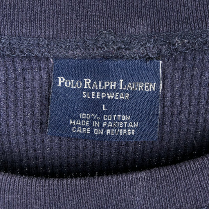 Ralph Lauren POLO RALPH LAUREN SLEEPWEAR Thermal Long T-shirt Waffle Men's L size cotton navy blue type Vintage Second Hand