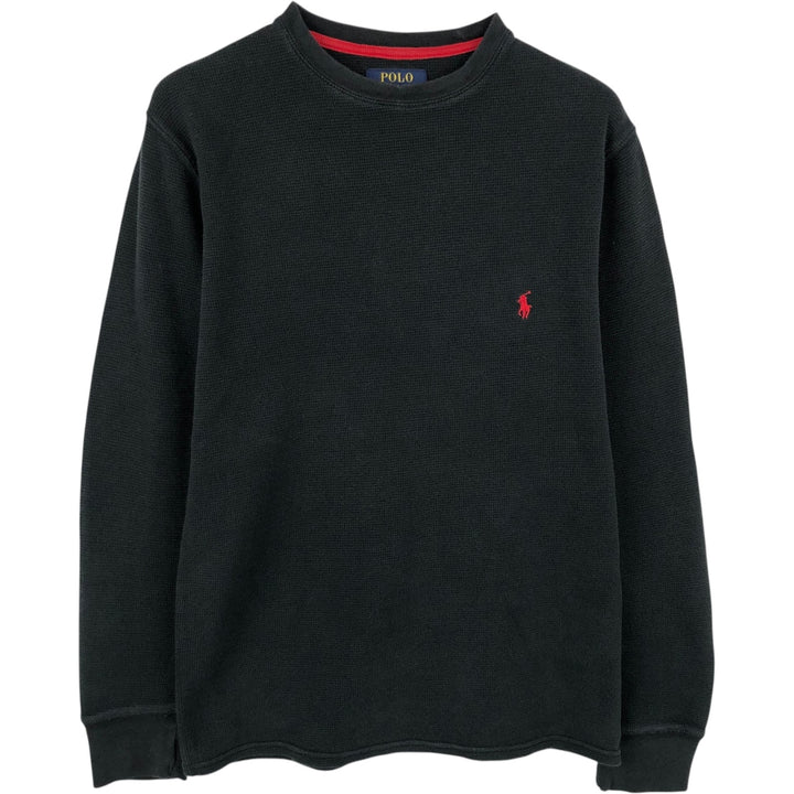 Ralph Lauren POLO RALPH LAUREN Thermal Long T-shirt Waffle Men's M size cotton black type Vintage Second Hand