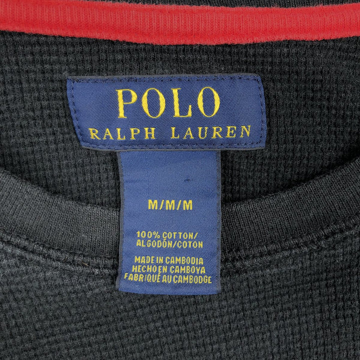 Ralph Lauren POLO RALPH LAUREN Thermal Long T-shirt Waffle Men's M size cotton black type Vintage Second Hand