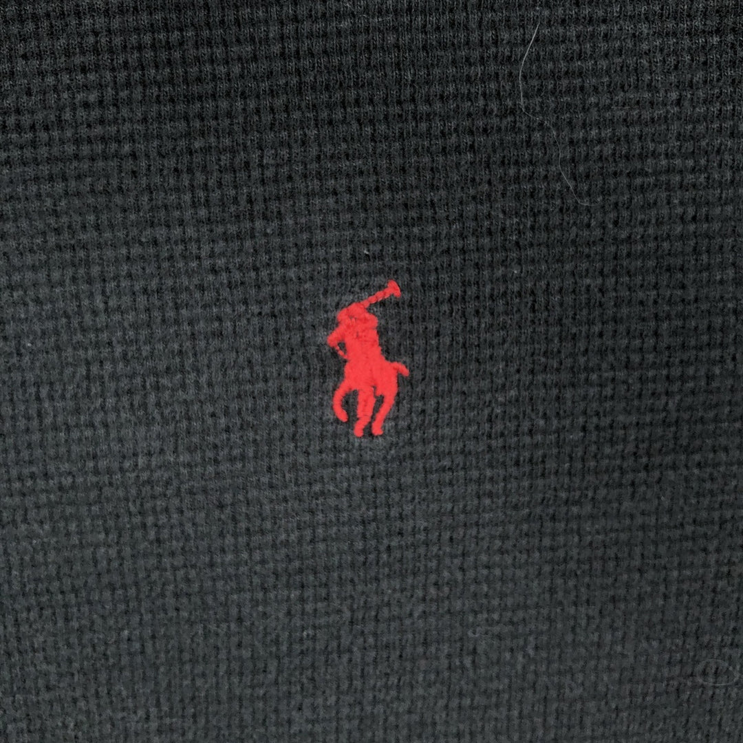 Ralph Lauren POLO RALPH LAUREN Thermal Long T-shirt Waffle Men's M size cotton black type Vintage Second Hand