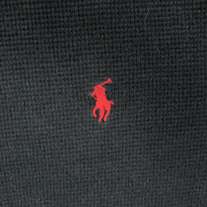 Ralph Lauren POLO RALPH LAUREN Thermal Long T-shirt Waffle Men's M size cotton black type Vintage Second Hand