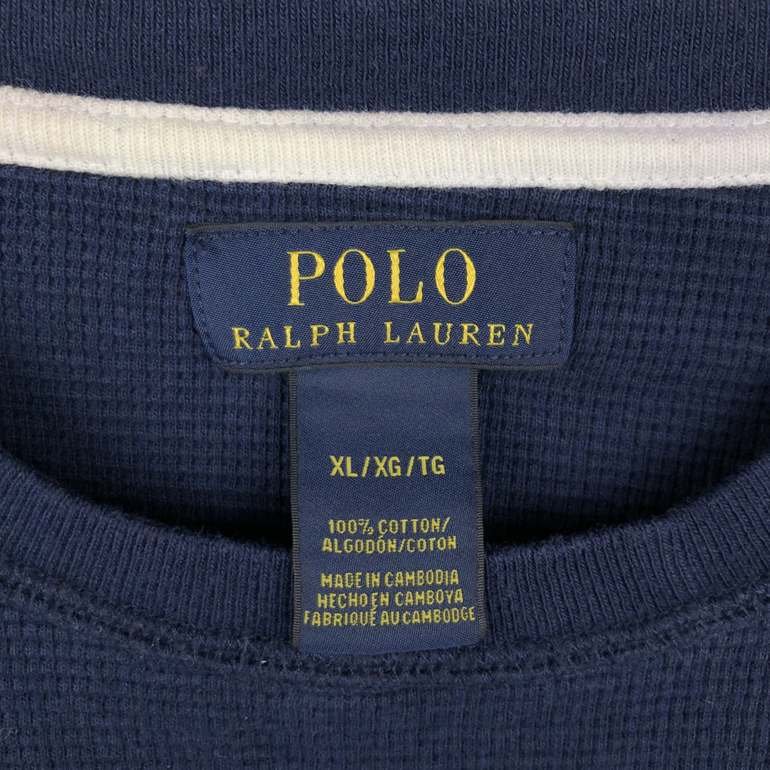 Ralph Lauren POLO RALPH LAUREN Thermal Long T-Shirt Men's XL cotton navy blue type Vintage Second Hand