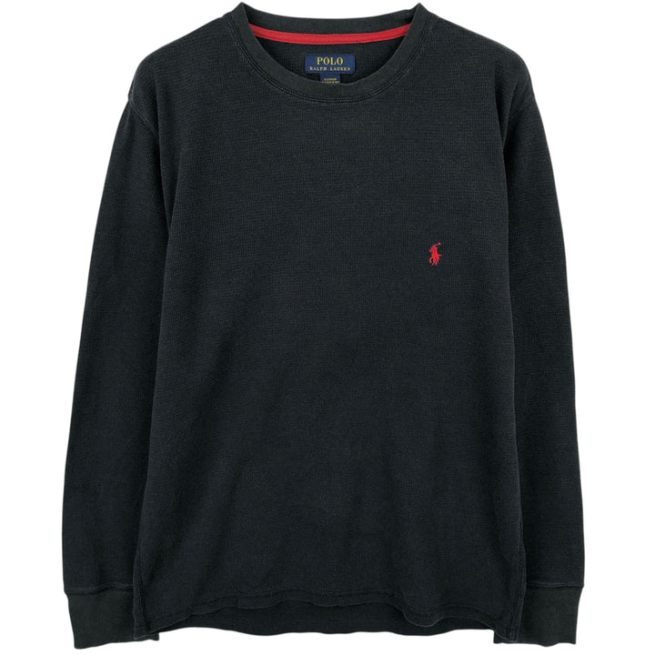 Ralph Lauren POLO RALPH LAUREN Thermal Long T-shirt Waffle Men's M size cotton black type Vintage Second Hand