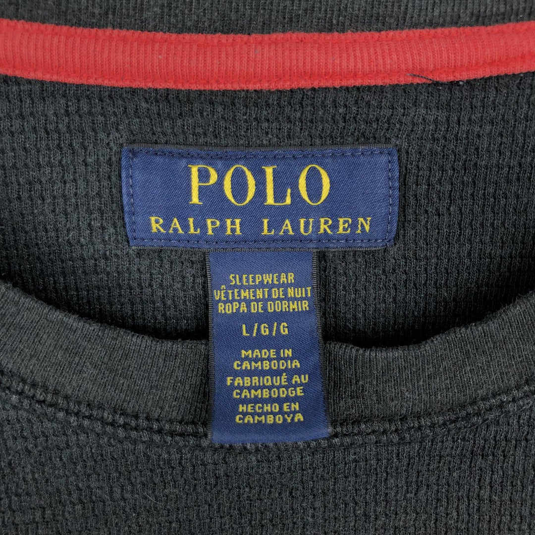 Ralph Lauren POLO RALPH LAUREN Thermal Long T-shirt Waffle Men's M size cotton black type Vintage Second Hand