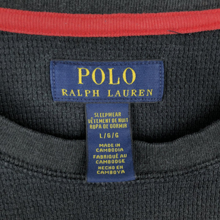 Ralph Lauren POLO RALPH LAUREN Thermal Long T-shirt Waffle Men's M size cotton black type Vintage Second Hand