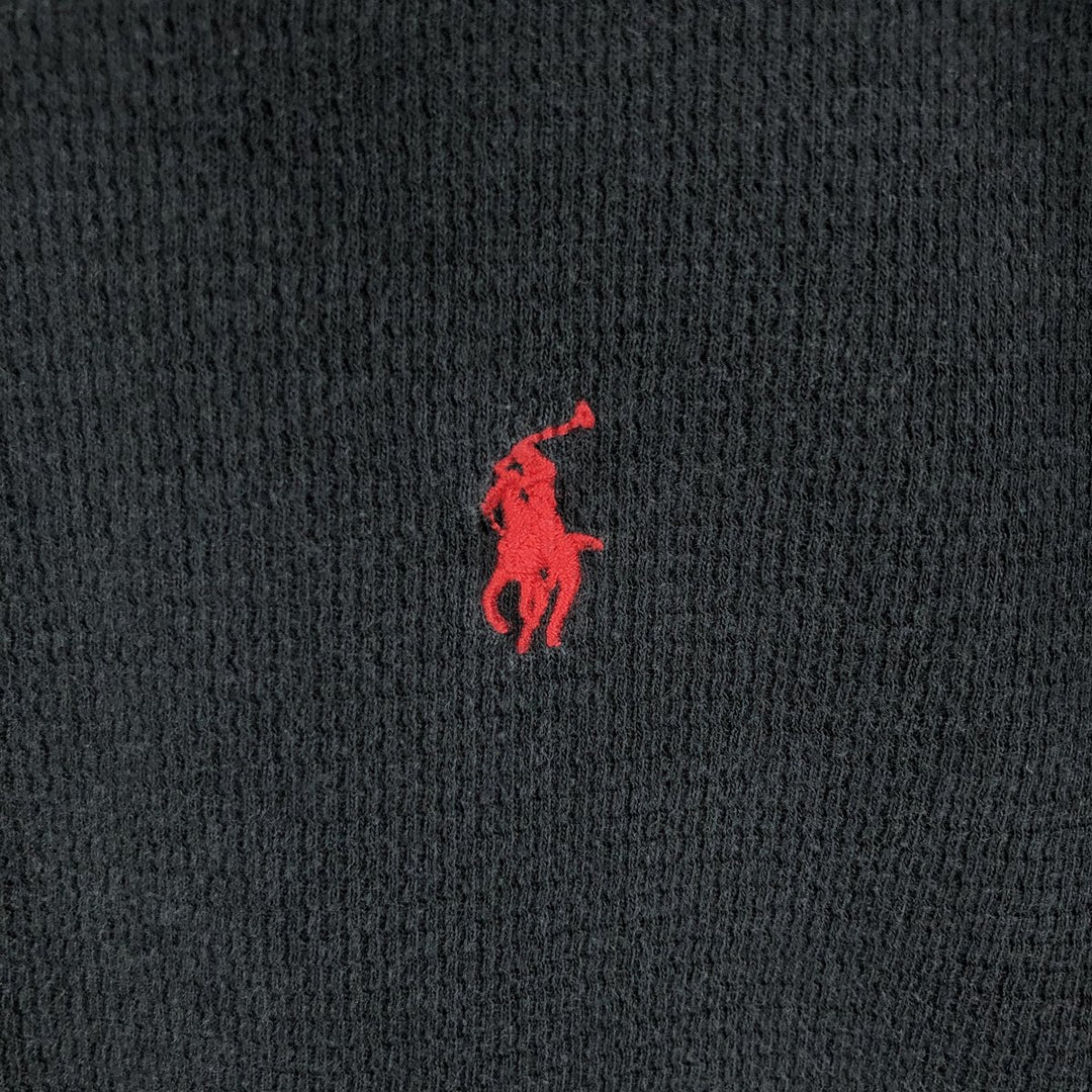 Ralph Lauren POLO RALPH LAUREN Thermal Long T-shirt Waffle Men's M size cotton black type Vintage Second Hand