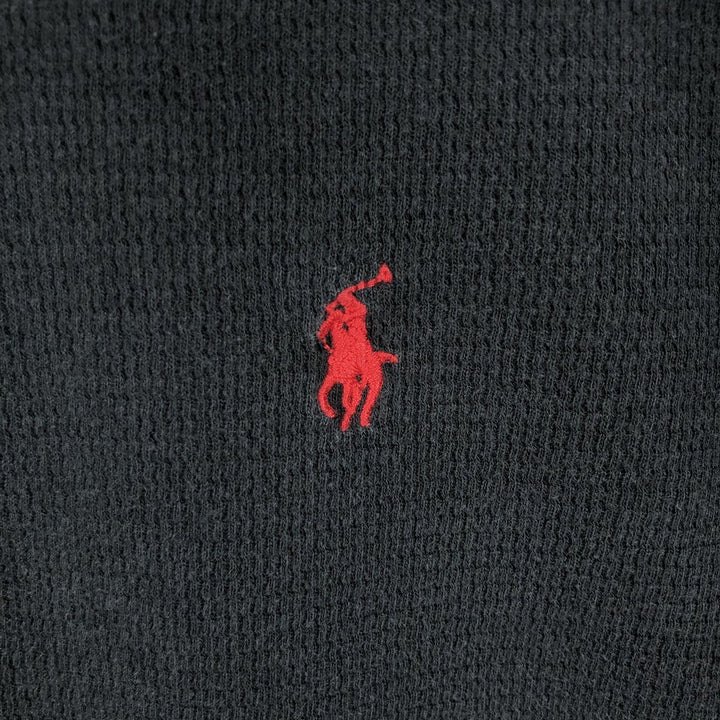 Ralph Lauren POLO RALPH LAUREN Thermal Long T-shirt Waffle Men's M size cotton black type Vintage Second Hand