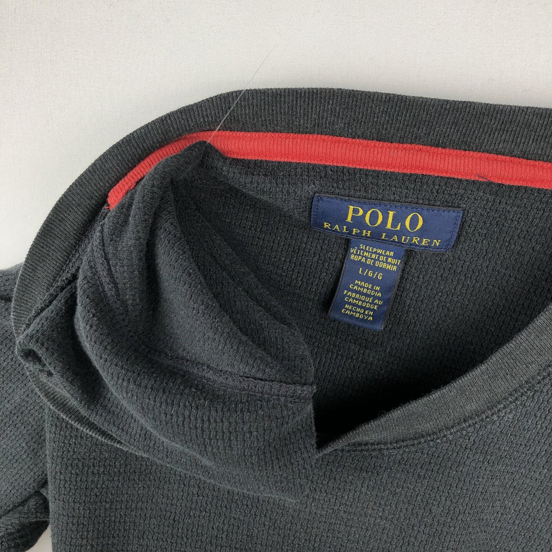 Ralph Lauren POLO RALPH LAUREN Thermal Long T-shirt Waffle Men's M size cotton black type Vintage Second Hand
