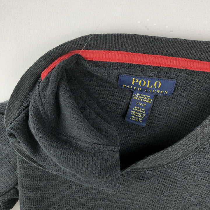 Ralph Lauren POLO RALPH LAUREN Thermal Long T-shirt Waffle Men's M size cotton black type Vintage Second Hand