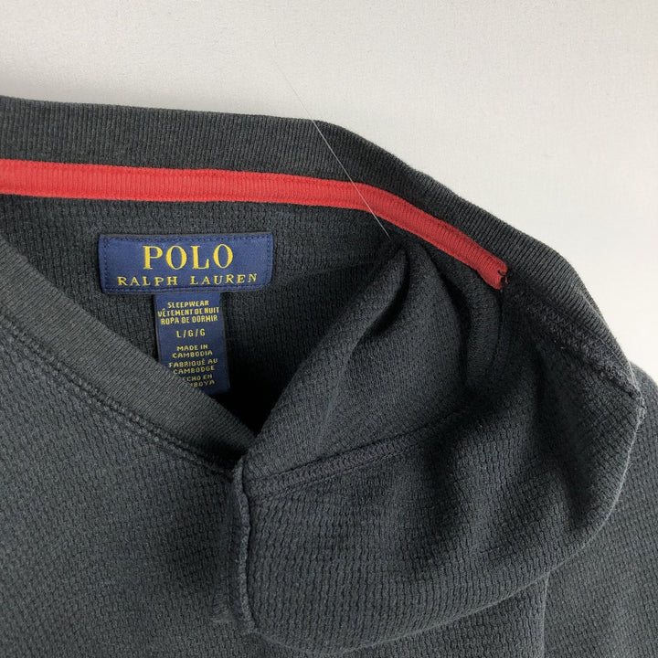 Ralph Lauren POLO RALPH LAUREN Thermal Long T-shirt Waffle Men's M size cotton black type Vintage Second Hand