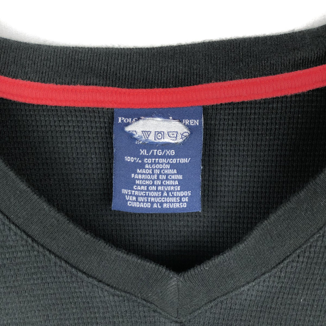 Ralph Lauren Polo Ralph Lauren V-neck Long-sleeve T-shirt, Men's XL equivalent, V-neck cotton black type Vintage Second Hand