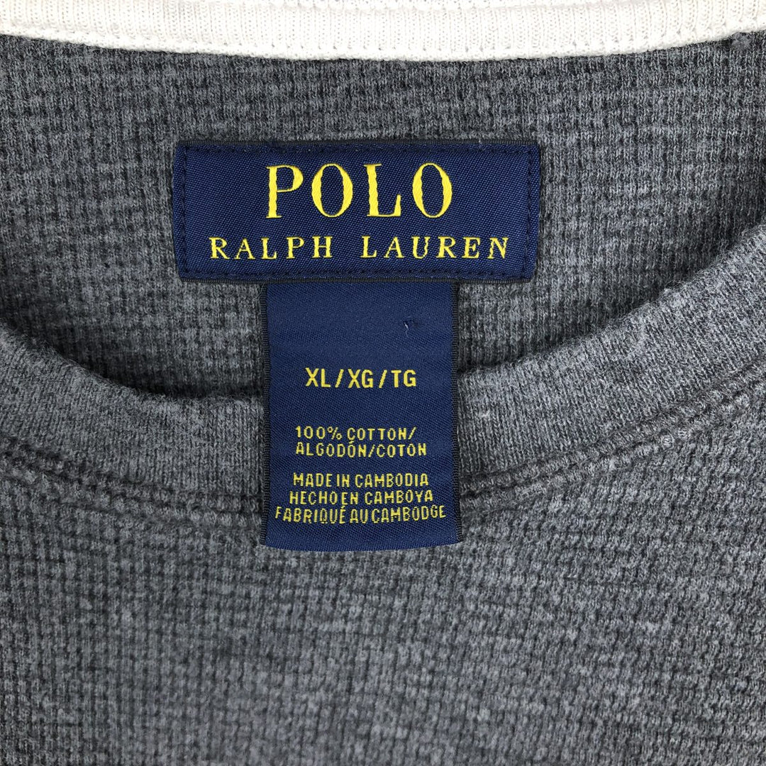 Ralph Lauren POLO RALPH LAUREN Thermal Long T-shirt Waffle Men's XL cotton gray type Vintage Second Hand