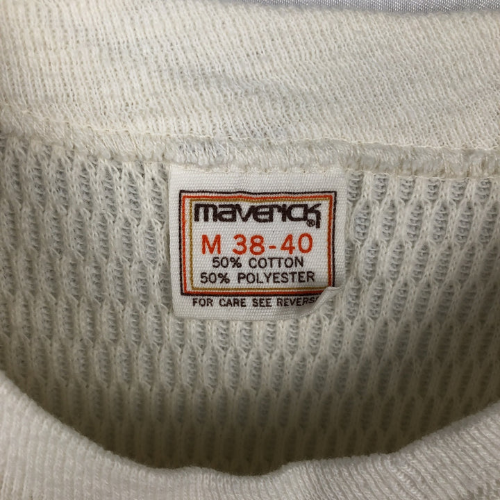 80'S Maverick Thermal Long-Sleeve T-Shirt, Honeycomb Pattern, Made in USA, Men's Size M (Equivalent), Vintage cotton white type Vintage Second Hand