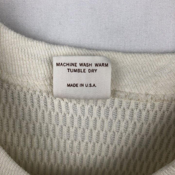 80'S Maverick Thermal Long-Sleeve T-Shirt, Honeycomb Pattern, Made in USA, Men's Size M (Equivalent), Vintage cotton white type Vintage Second Hand