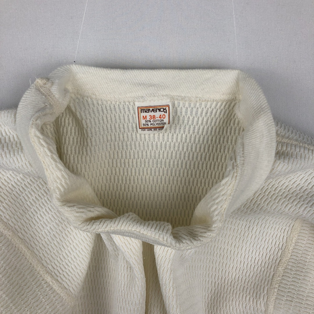 80'S Maverick Thermal Long-Sleeve T-Shirt, Honeycomb Pattern, Made in USA, Men's Size M (Equivalent), Vintage cotton white type Vintage Second Hand